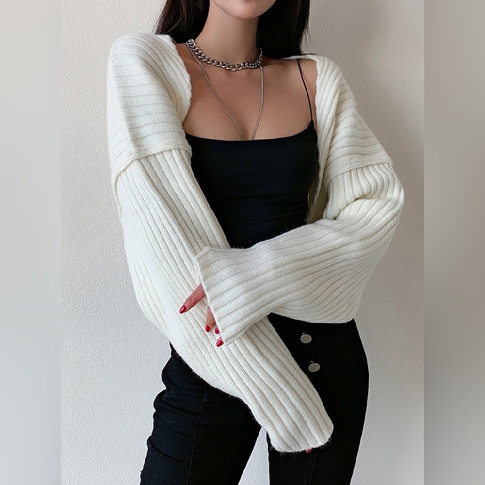 The Commense Solid Ribbed Bolero